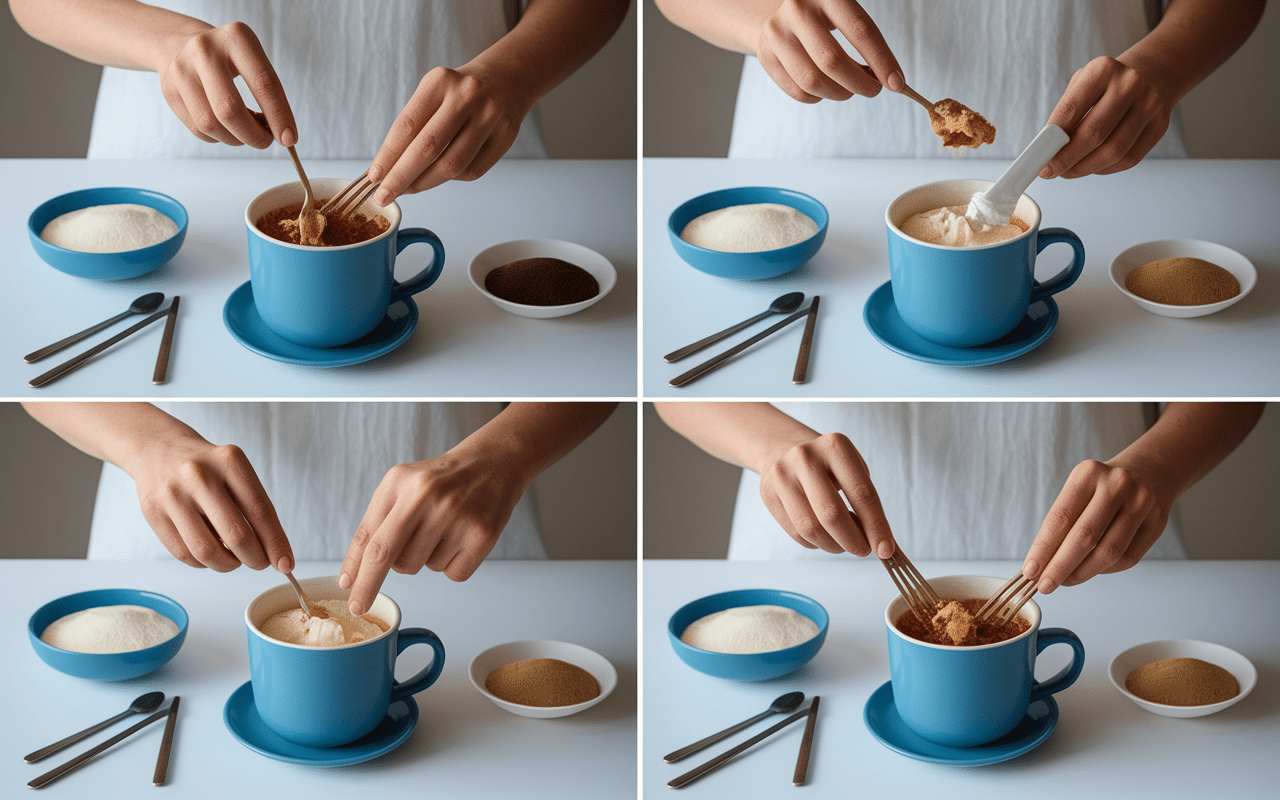 Étapes de préparation mug cake chocolat