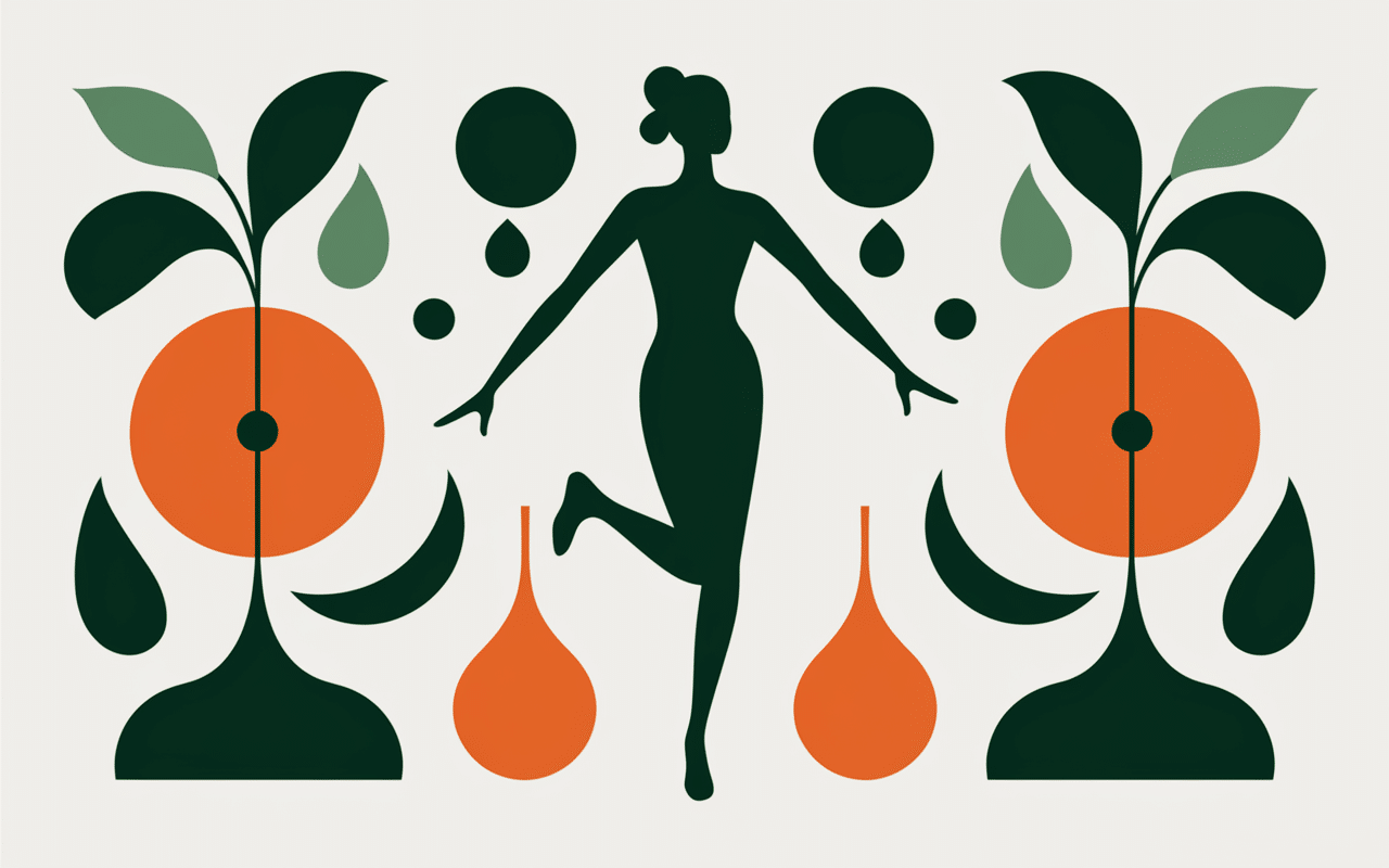 silhouette féminine avec orange sanguine et vinaigre de cidre
