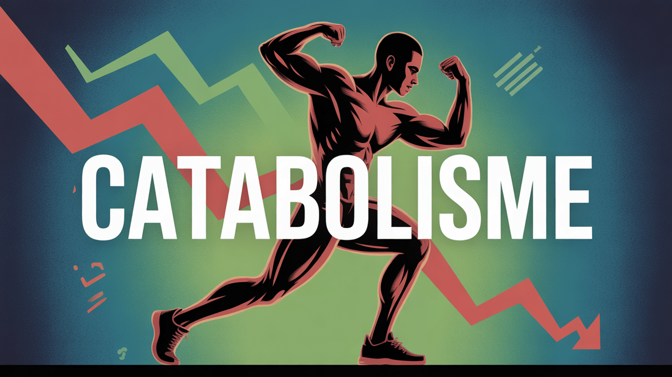 silhouette musclée avec flèches de catabolisme et anabolisme