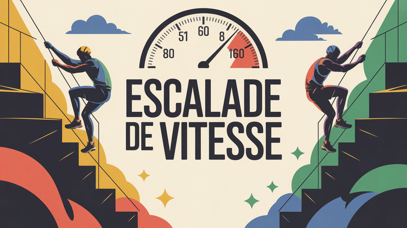 Silhouettes grimpeurs escalade de vitesse chronomètre olympique