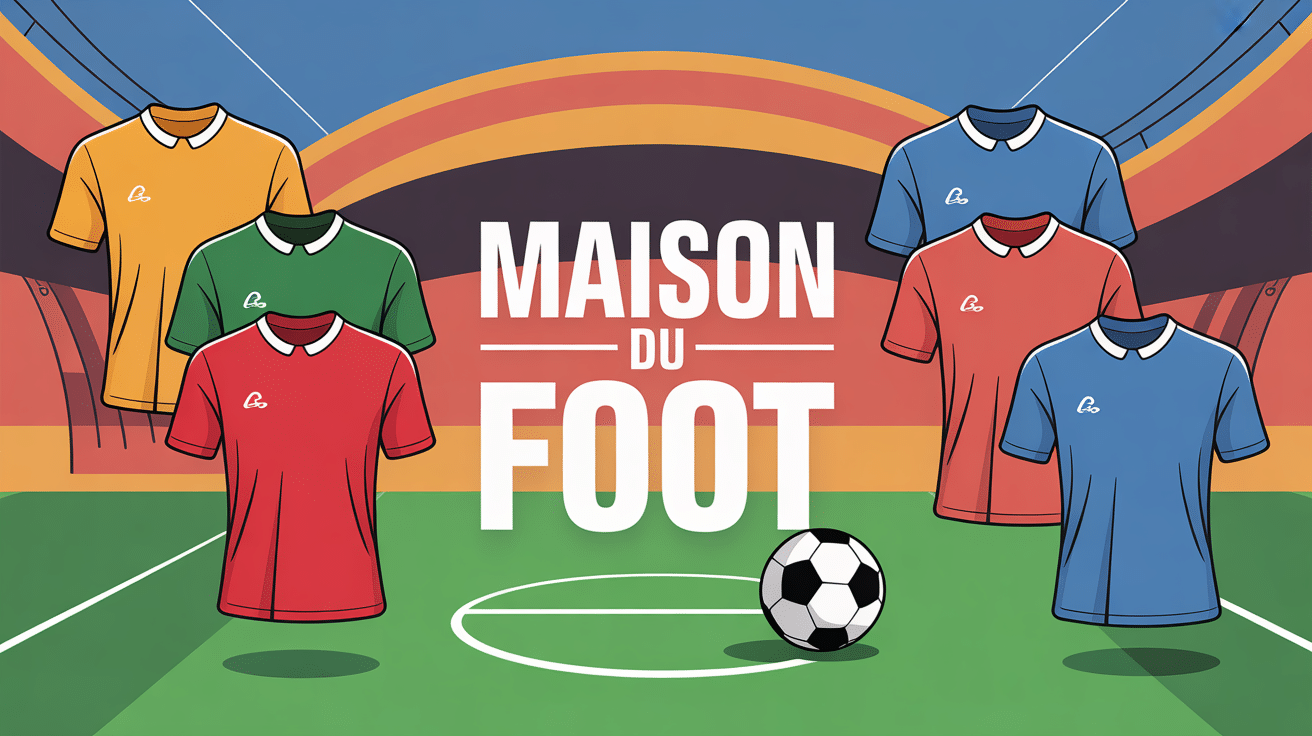 maison du foot maillots football couleurs sur fond moderne