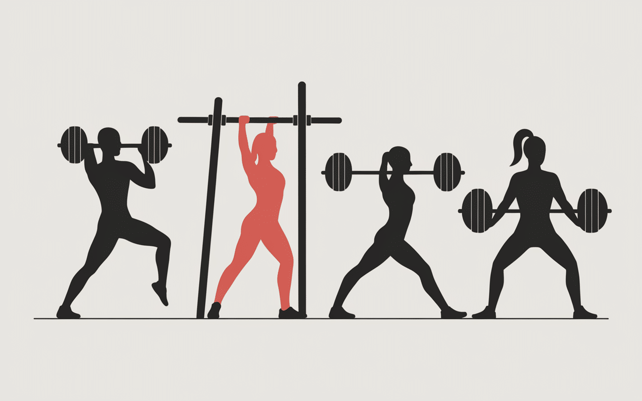 évolution du fitness body pump avec silhouettes et barres