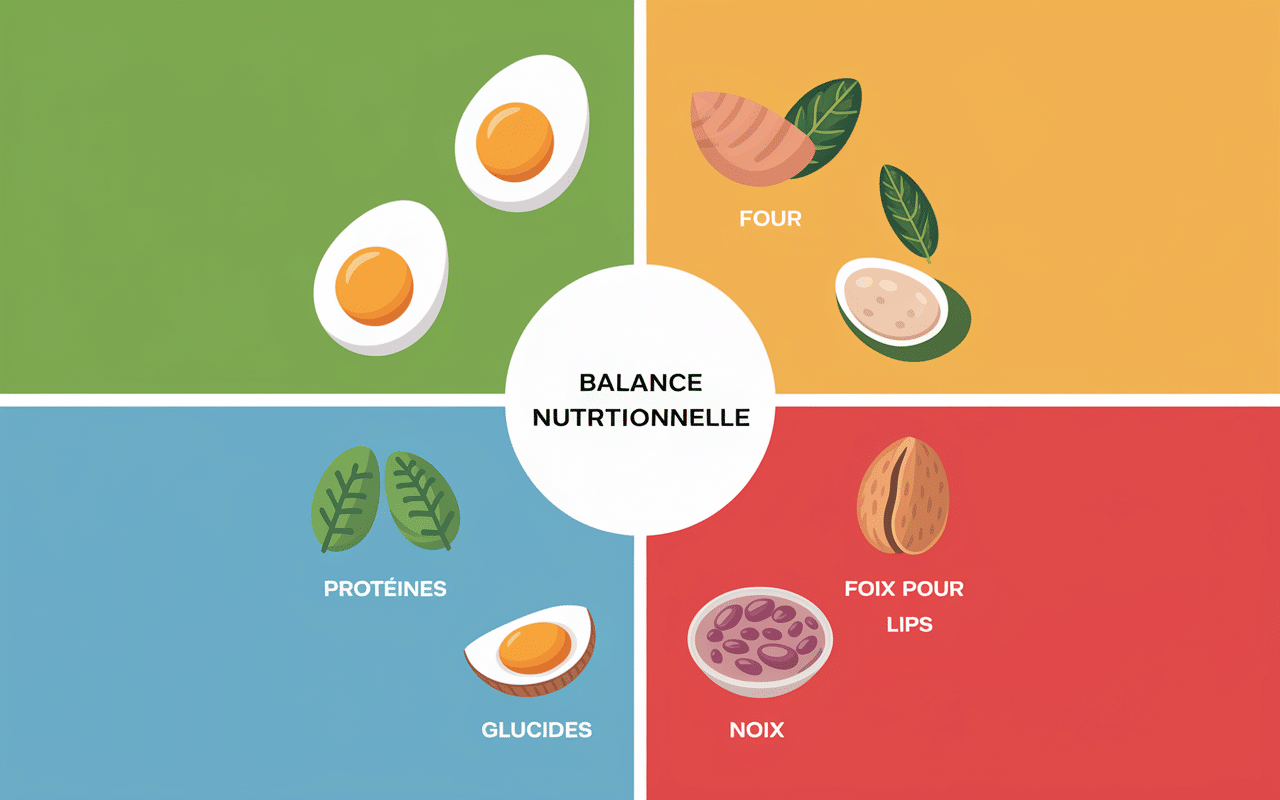 Diagramme composition petit déjeuner prise de masse protéines glucides lipides