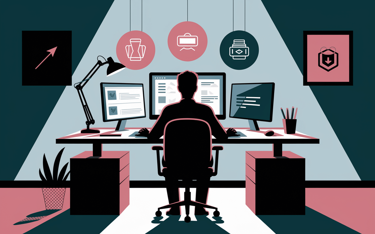 Scène bureau ergonomique prévention tendinite poignet avec étirements