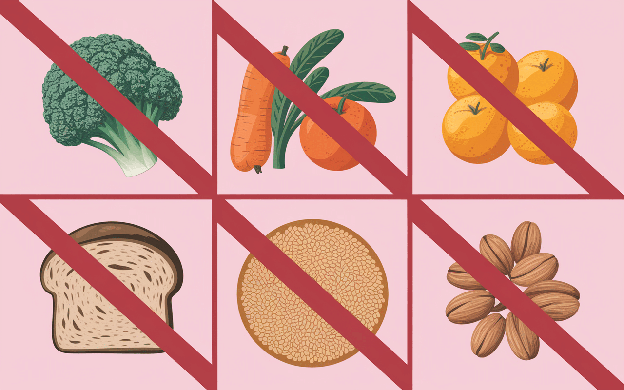 aliments interdits regime sans residu avec symbole interdiction