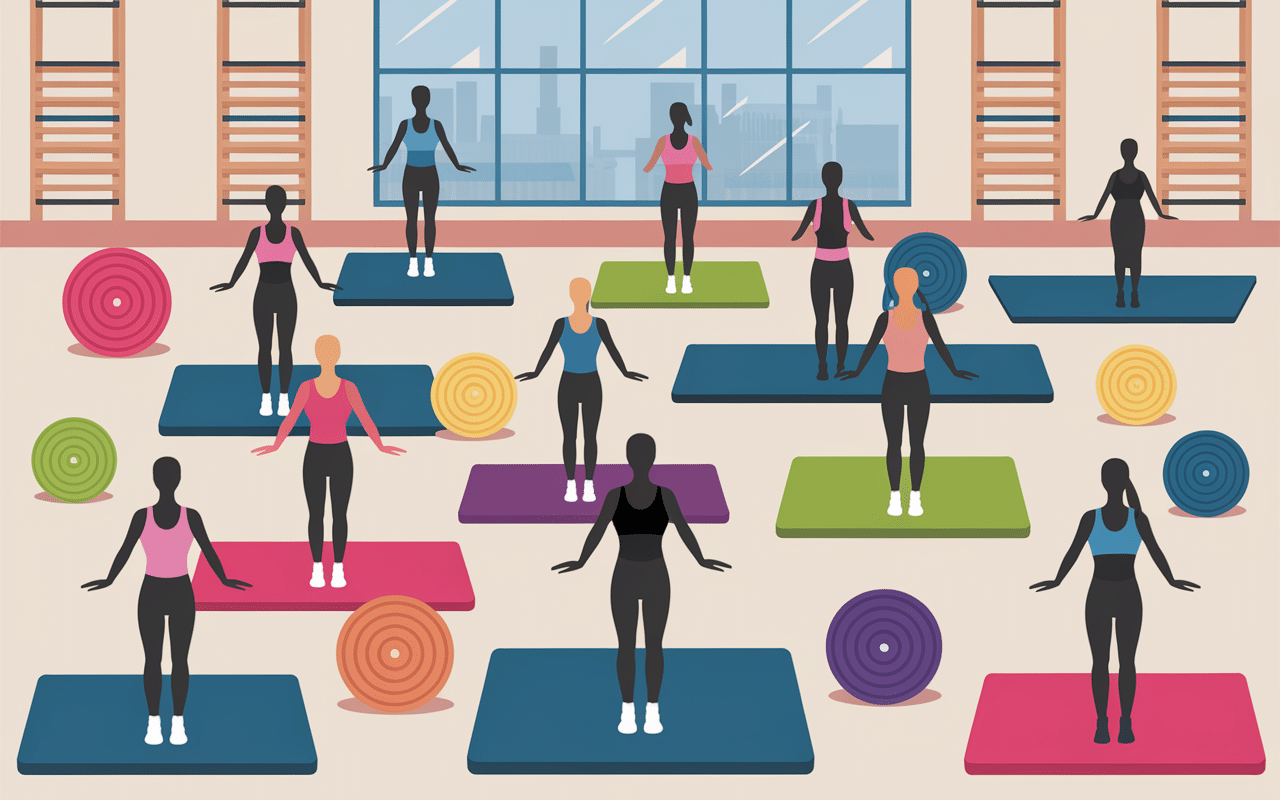 participants en séance body pump avec équipements