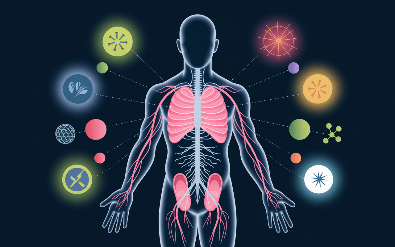 Schéma infographique des bienfaits énergétiques du shilajit