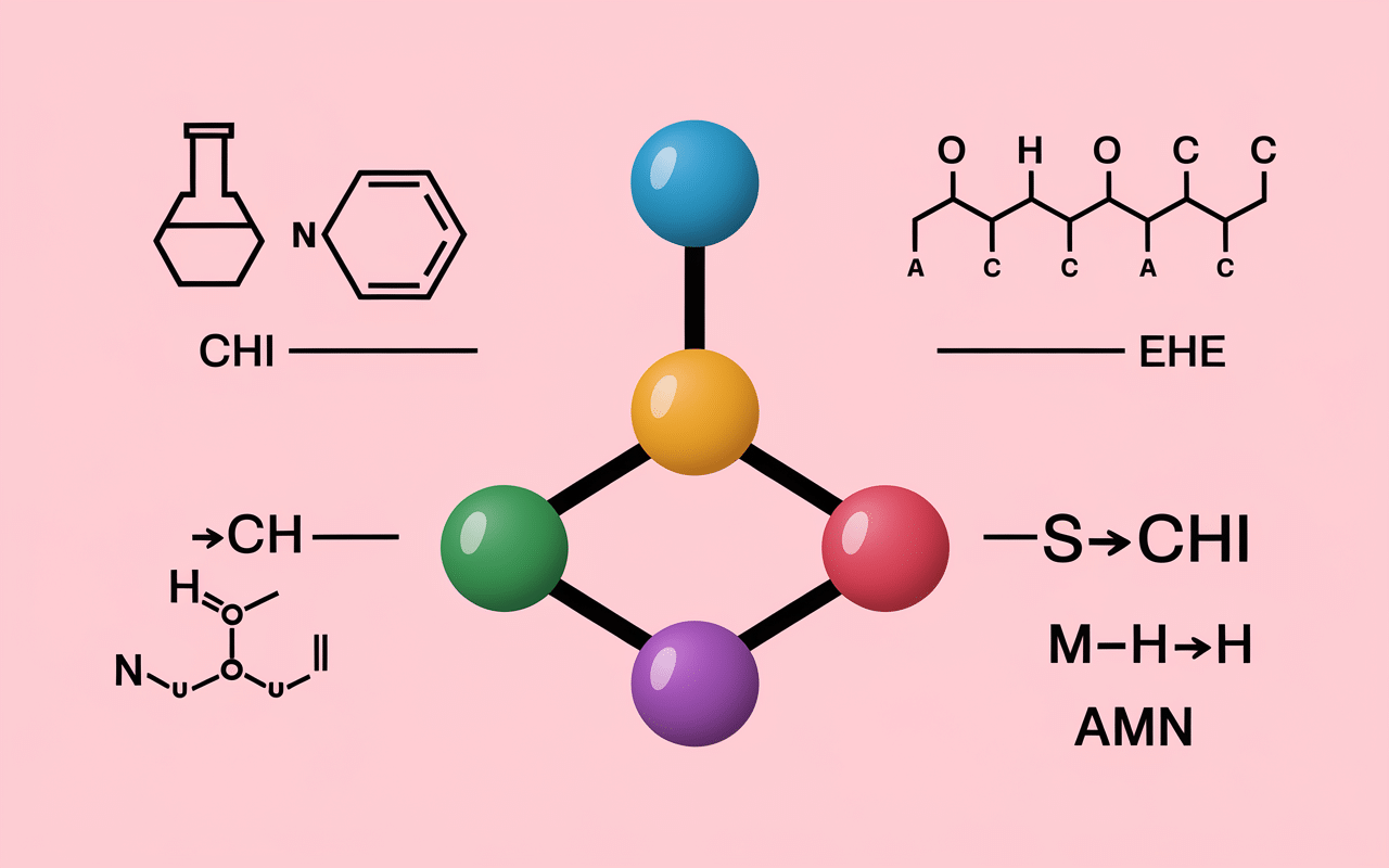 Illustration scientifique structure moleculaire 3D glutathion avec acides amines
