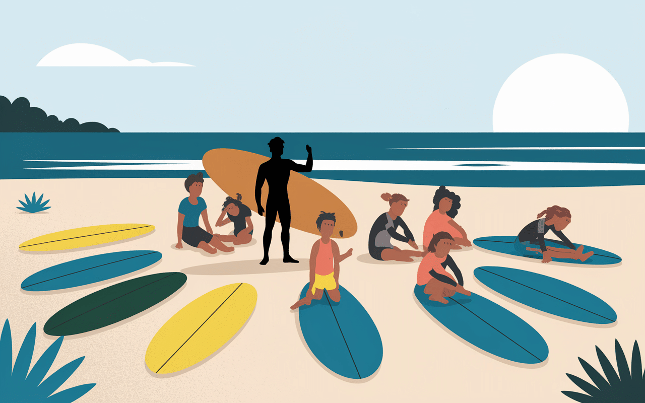 cours de surf pornic plage ecole illustration