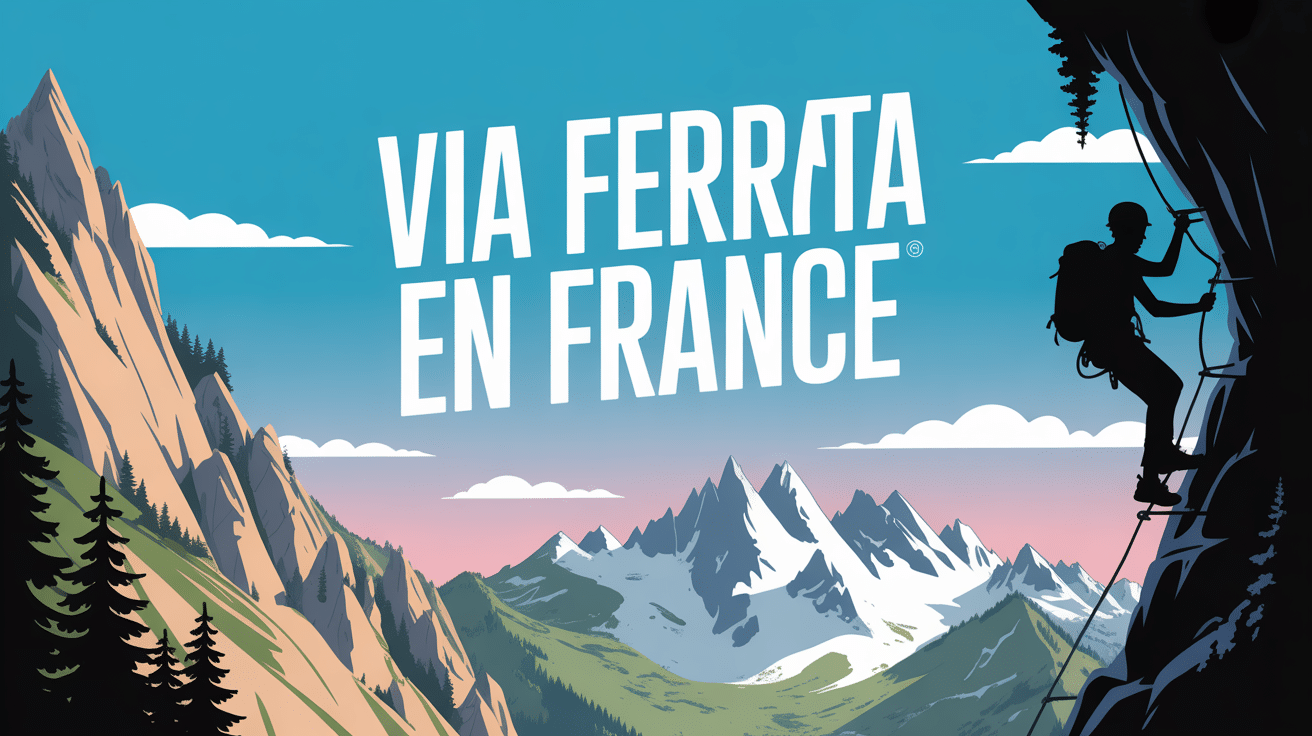 grimpeur silhouette via ferrata france alpes montagnes enneigees