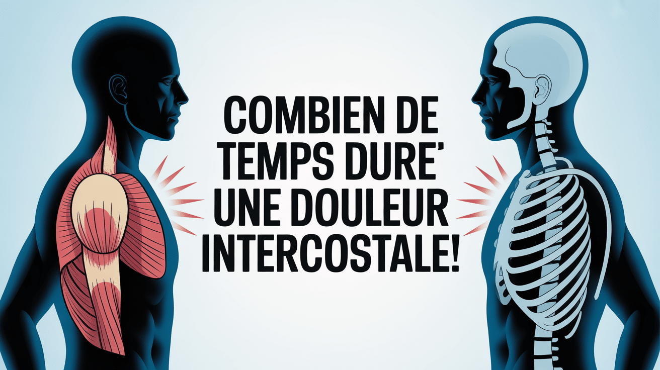 Silhouette humaine avec muscles intercostaux en rouge et rayons douloureux