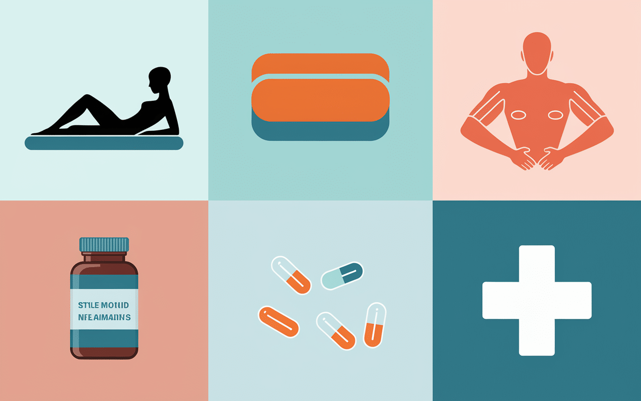 Illustration récupération douleur intercostale avec éléments de guérison