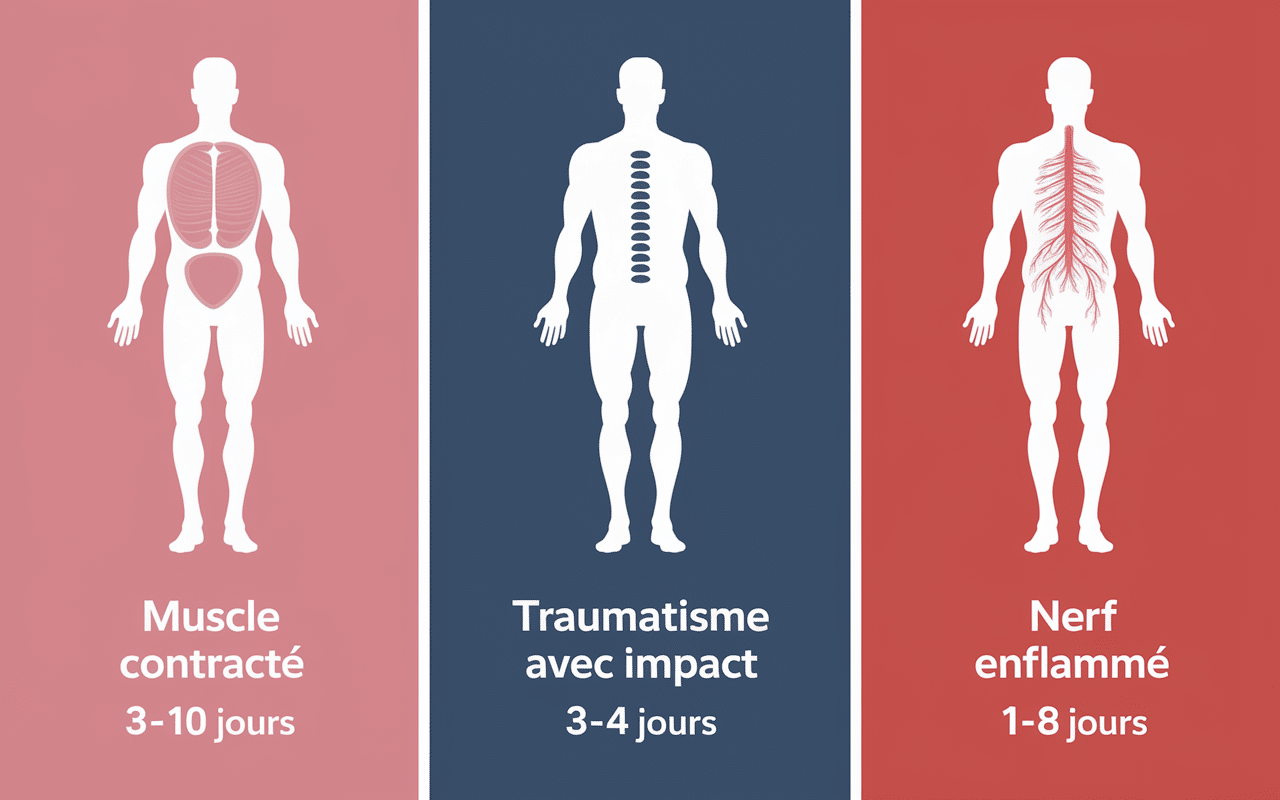 Infographie douleur intercostale avec chronometer et calendrier