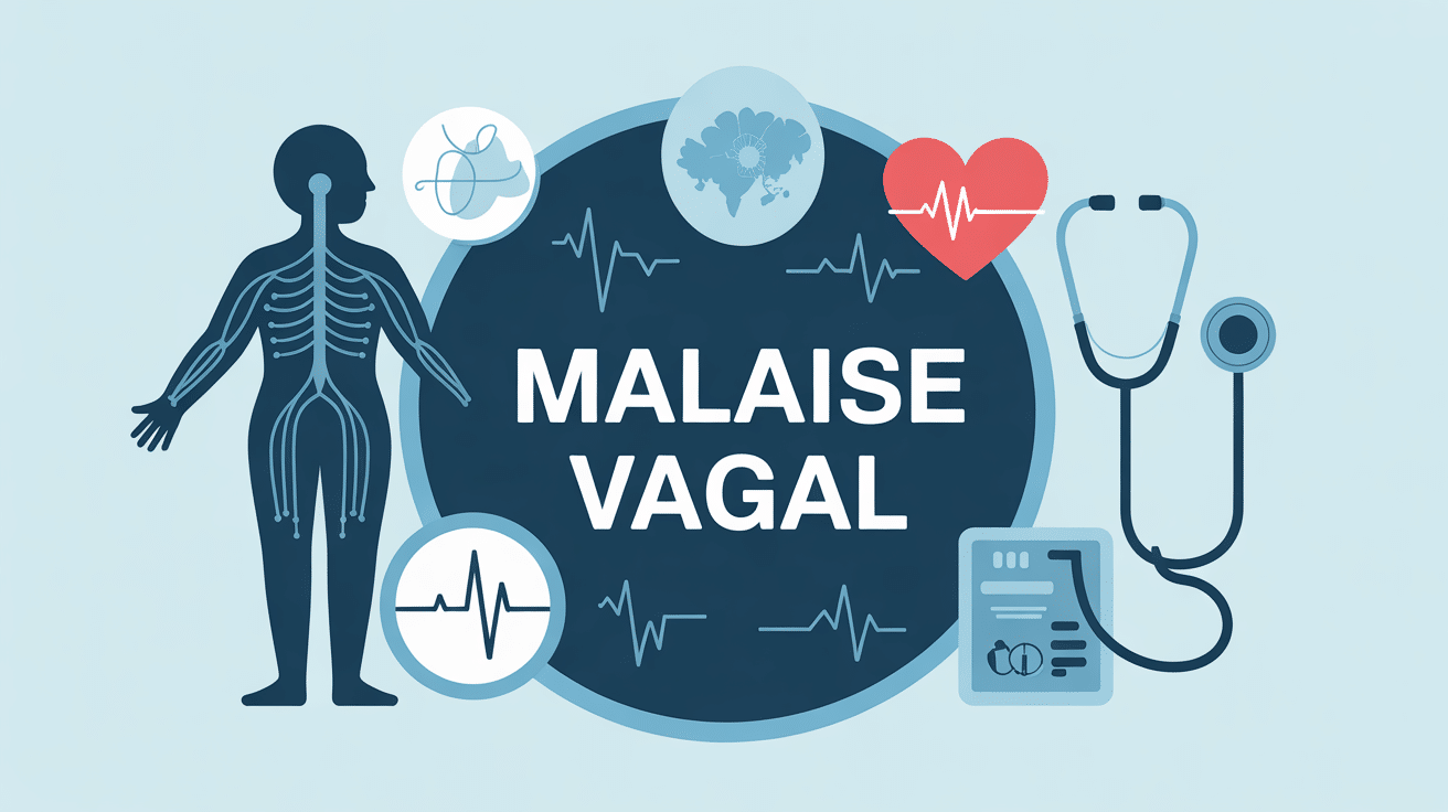 Illustration stylisée malaise vagal, système nerveux, santé