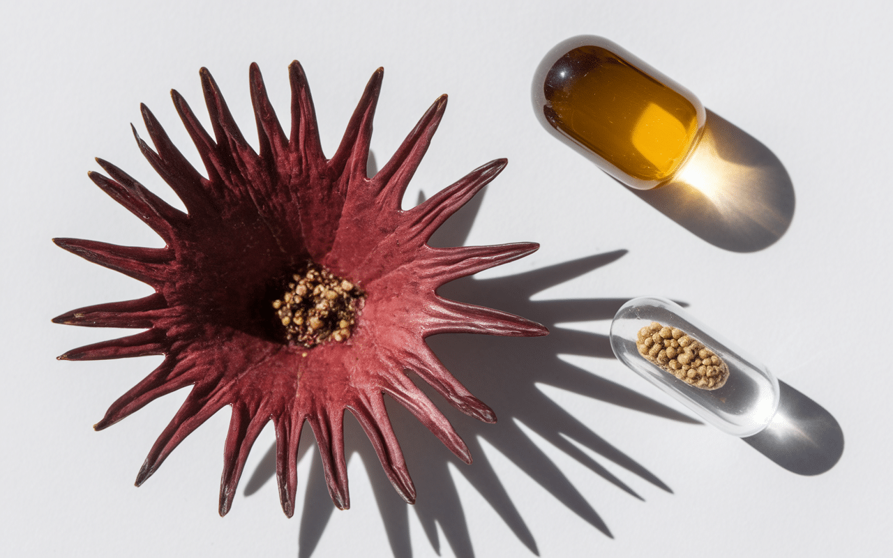 Nature morte proteochoc avec algue et vitamines