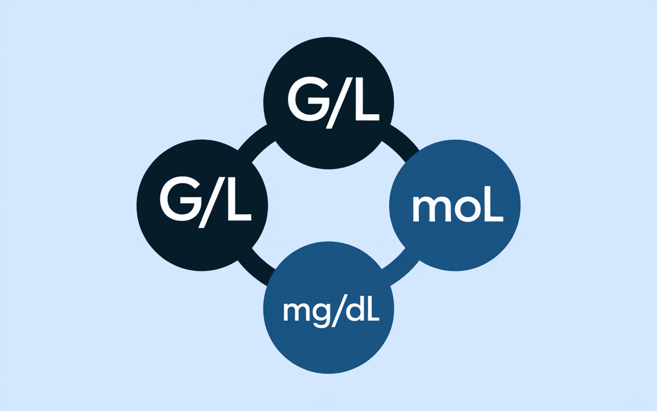 Illustration conversion unités glycémie et formules