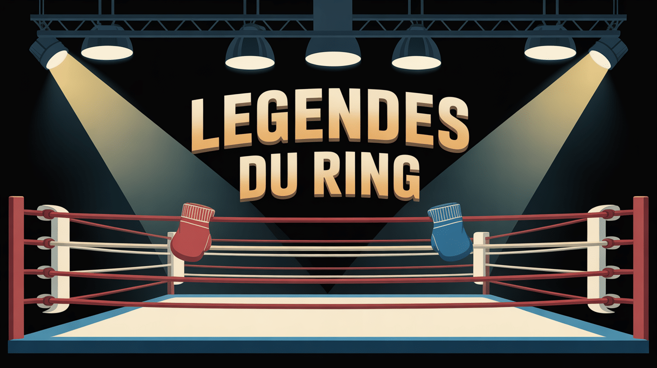 Ring de boxe avec gants tricolores boxeur français connu