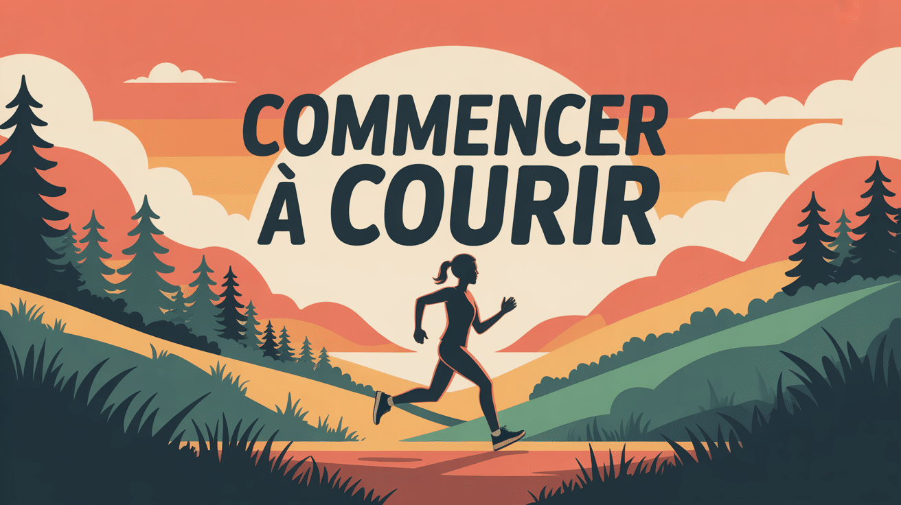 Illustration comment commencer à courir sentier lever du soleil