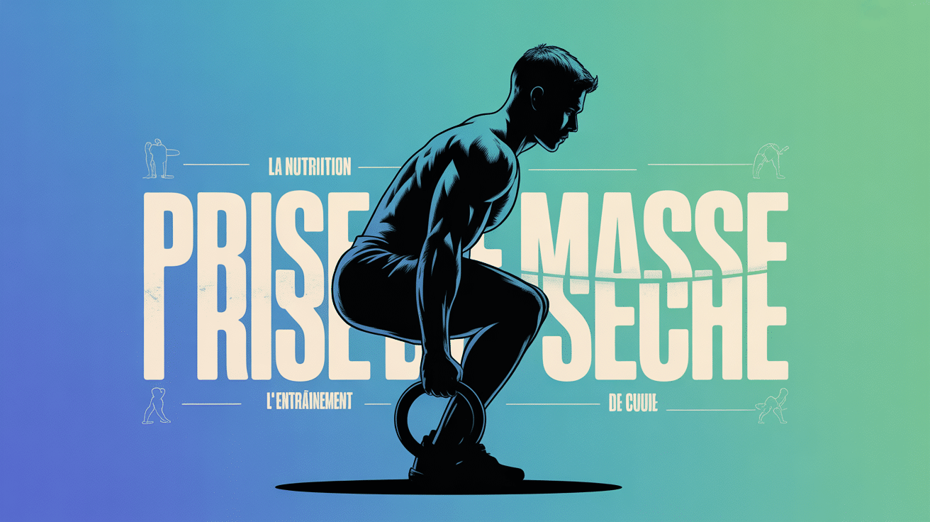 Visuel prise de masse sèche homme musclé squat haltères