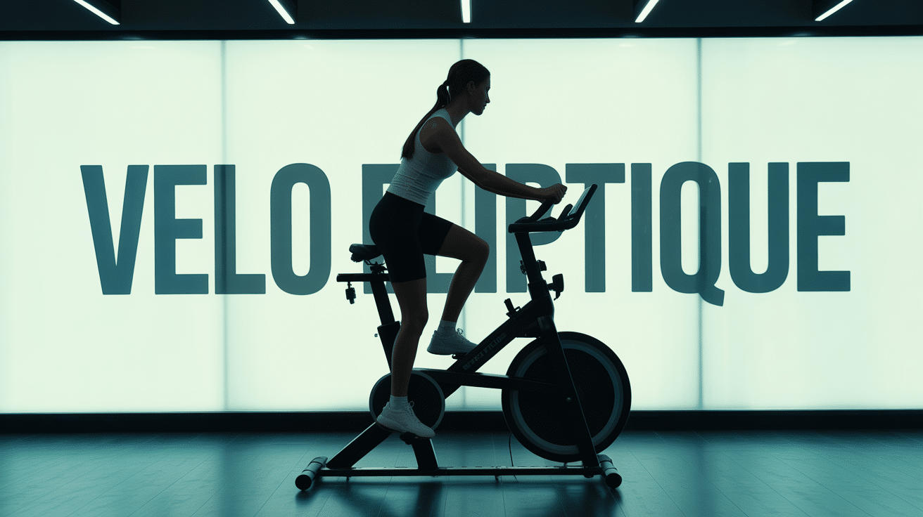 Personne sur velo elliptique salle fitness bien fait du velo elliptique