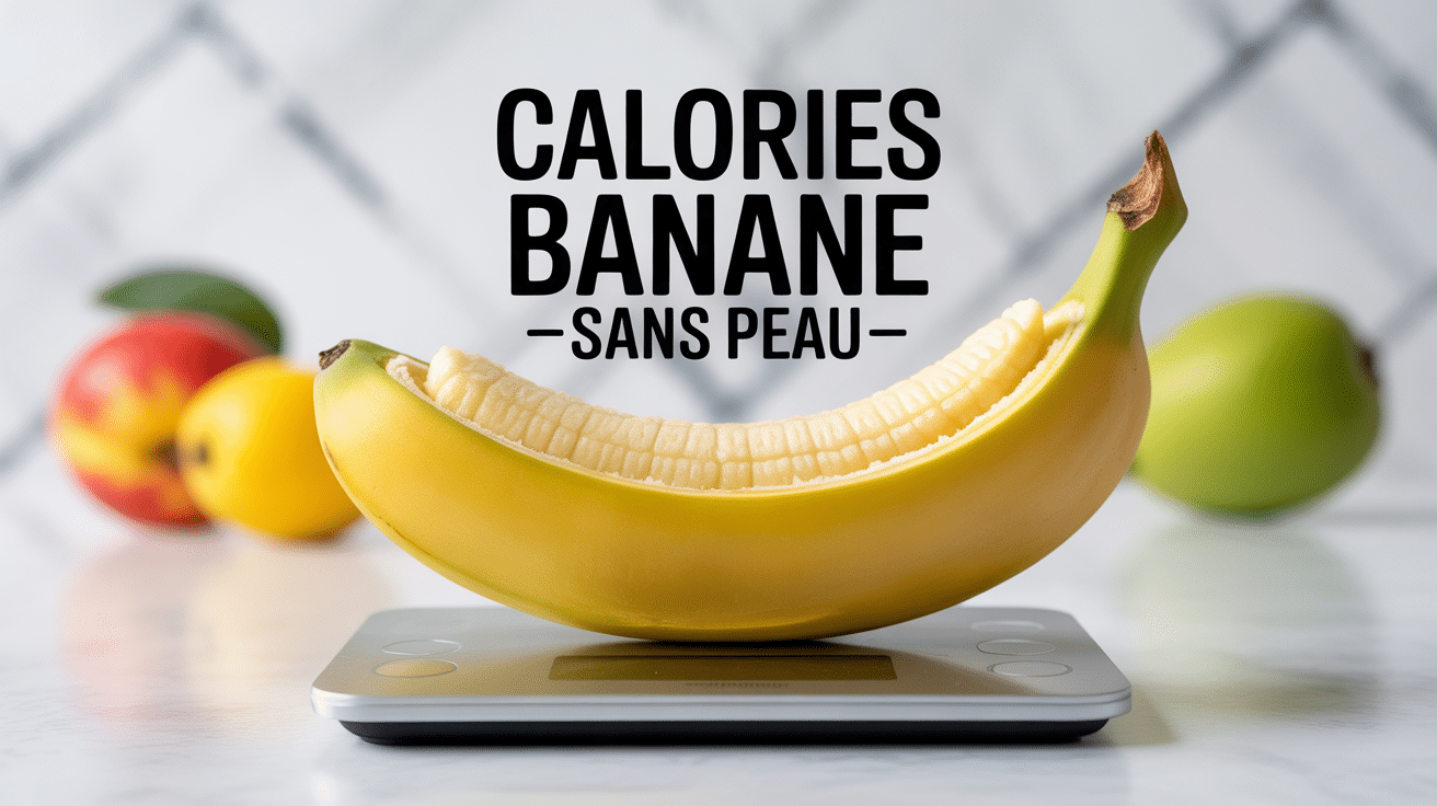 calorie 1 banane sans peau sur balance digitale