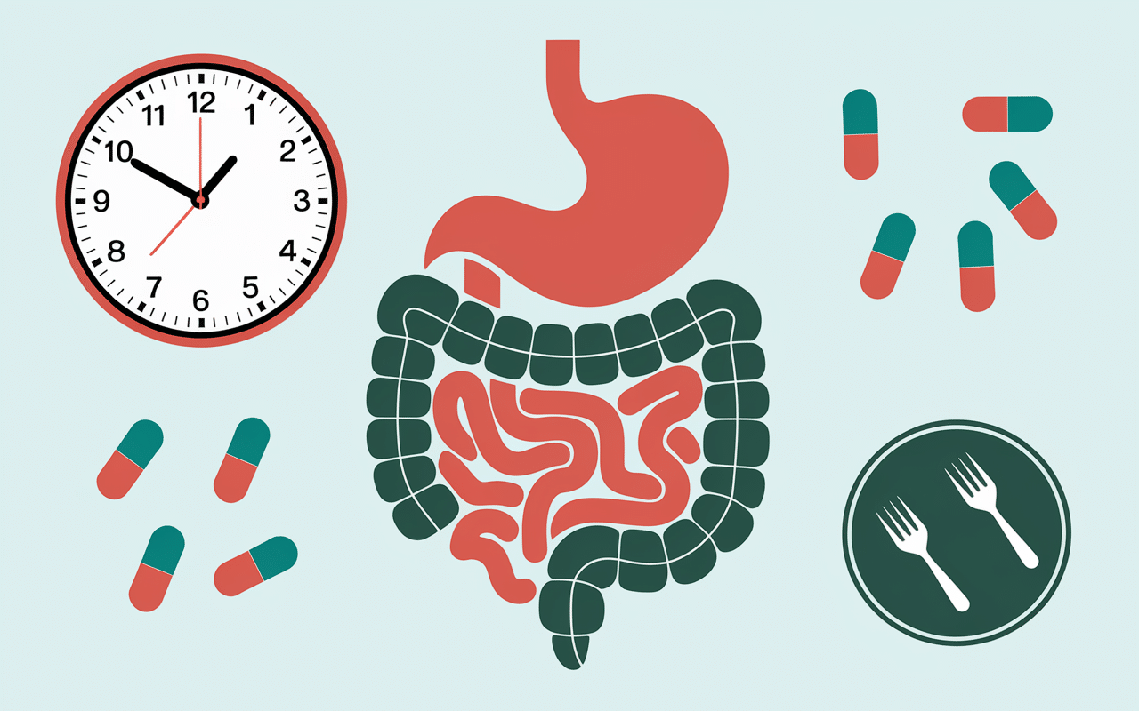quand prendre des probiotiques schéma horloge niveaux acidité estomac