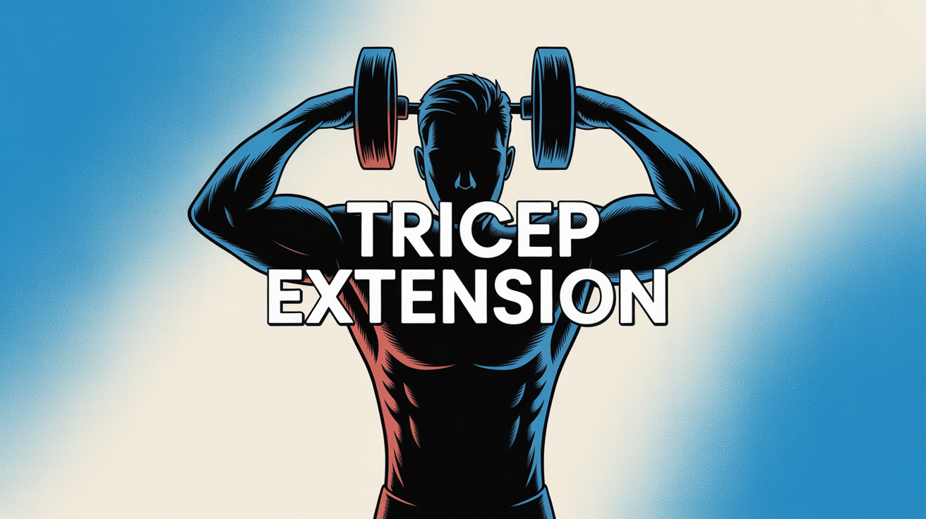 Silhouette effectuant tricep extension avec haltères, fond sportif bleu