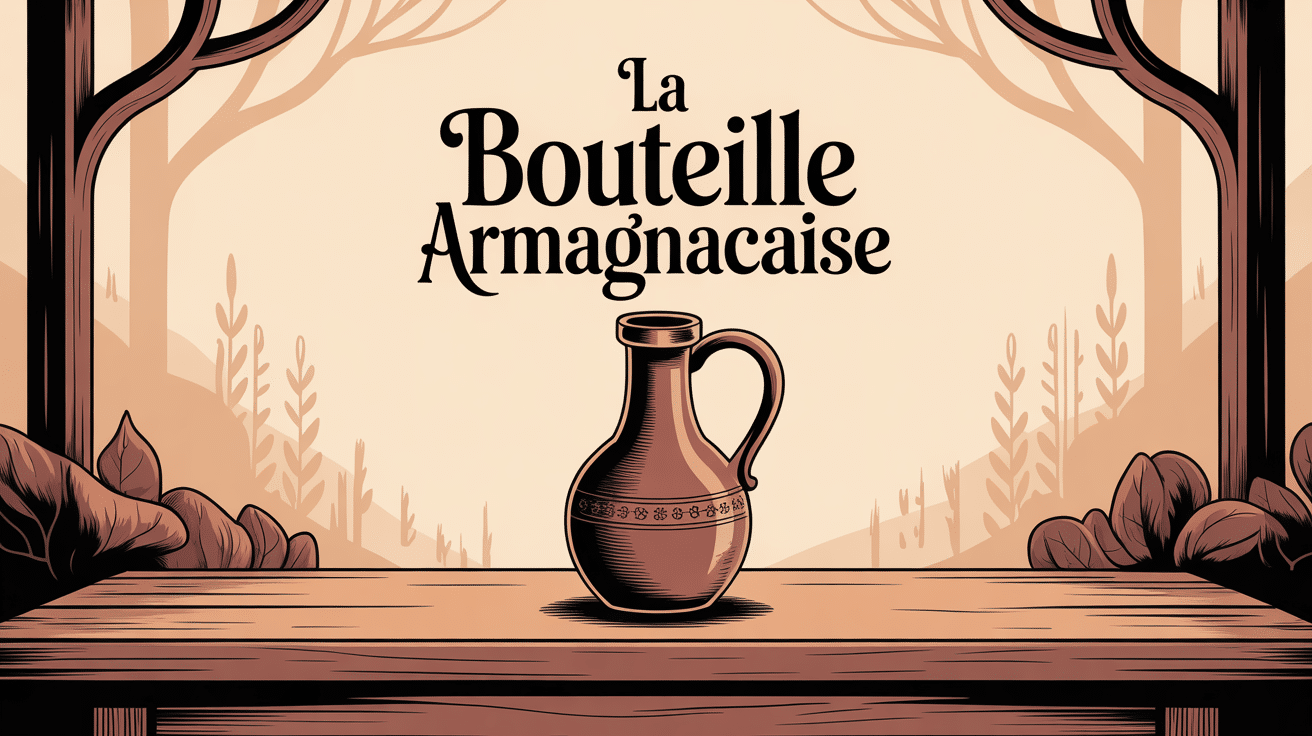 armagnacaise bouteille verre épais sur table bois