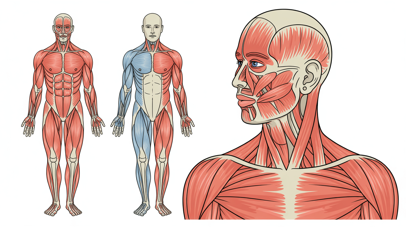 Liste muscle ELN Voces schéma anatomique groupes musculaires