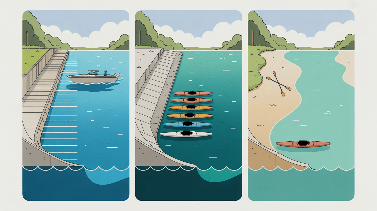 rampe de mise à l'eau canoë-kayak-bateau-paddle gravier béton sable