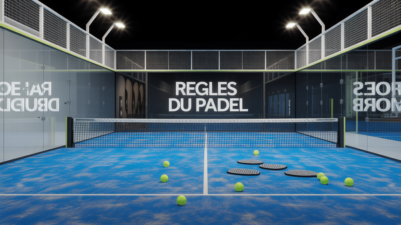 regle padel terrain, raquettes, balles, ambiance sportive