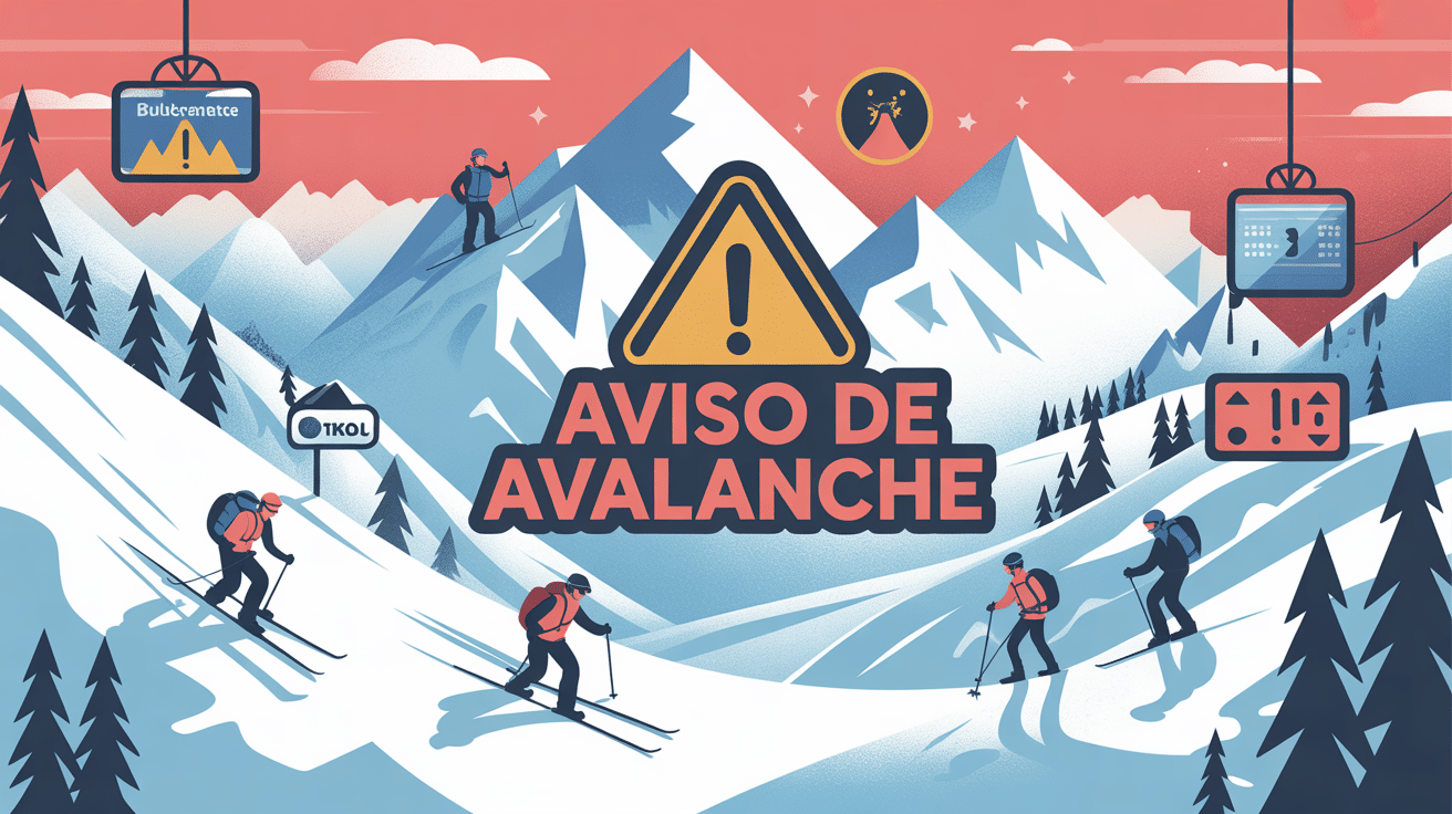 illustration aviso de avalanche montagne enneigée