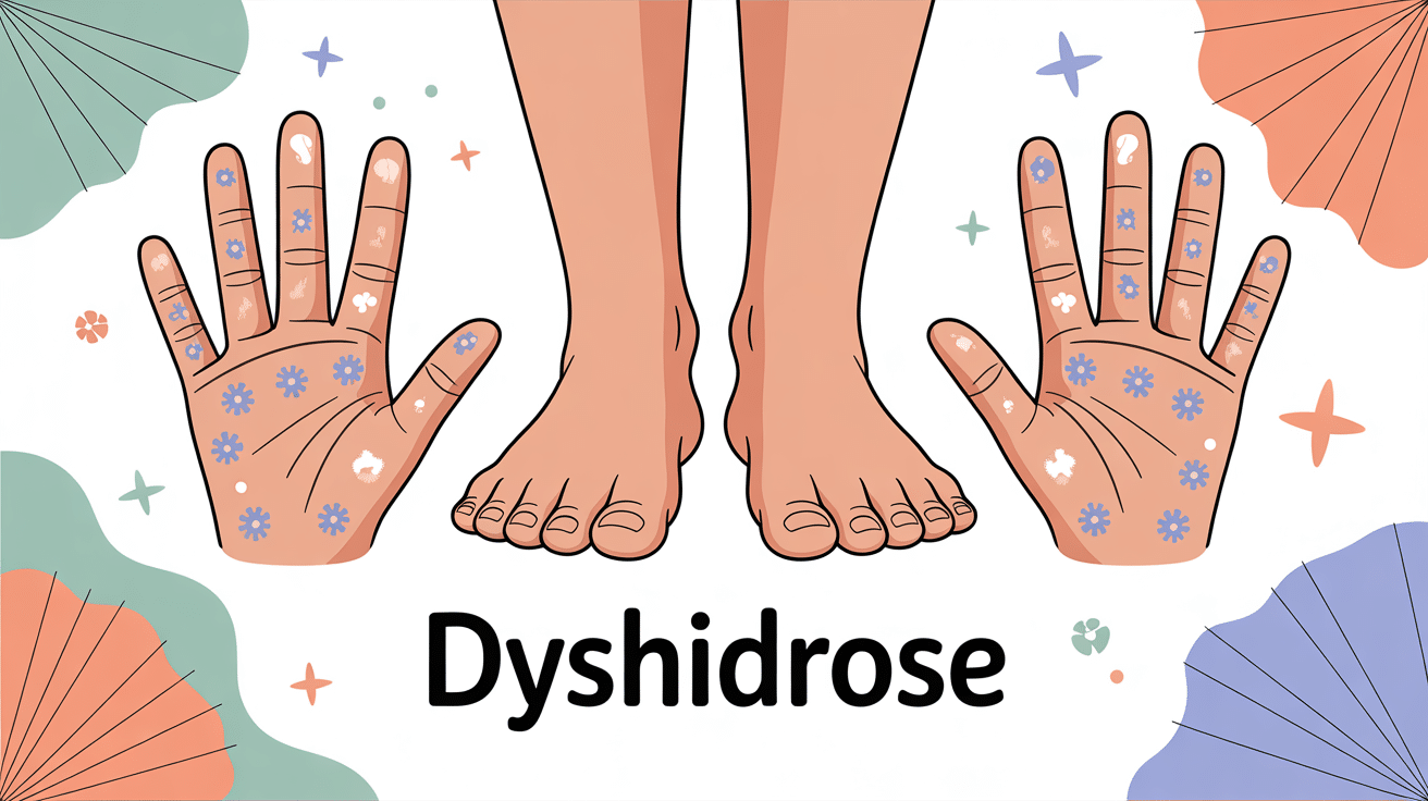 Illustration dyshidrose mains et pieds avec vésicules