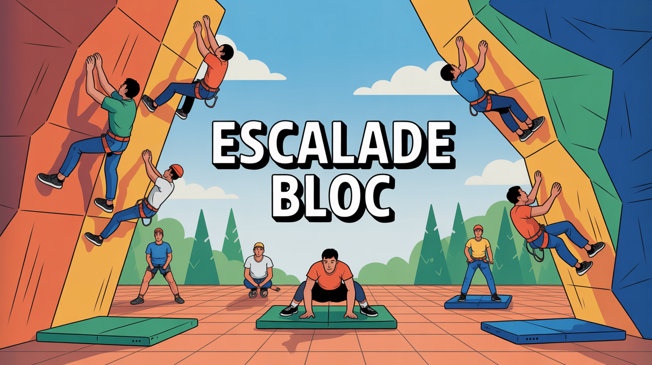 illustration escalade bloc salle et extérieur