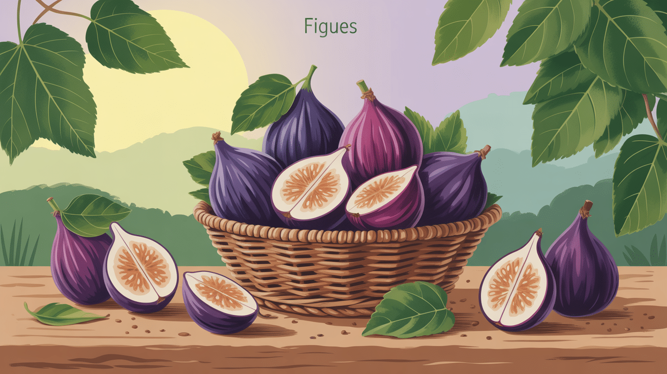 figues fraîches et sèches sur table méditerranéenne