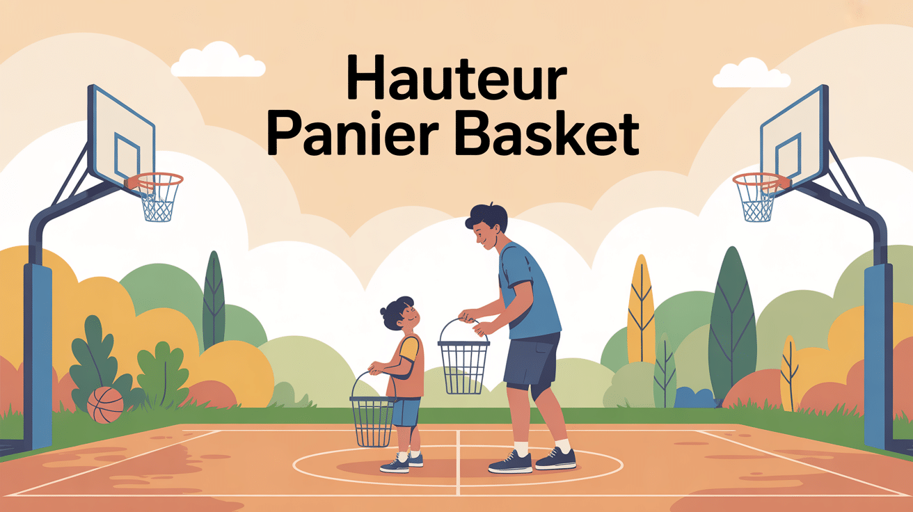 Illustration hauteur panier basket enfants et adultes