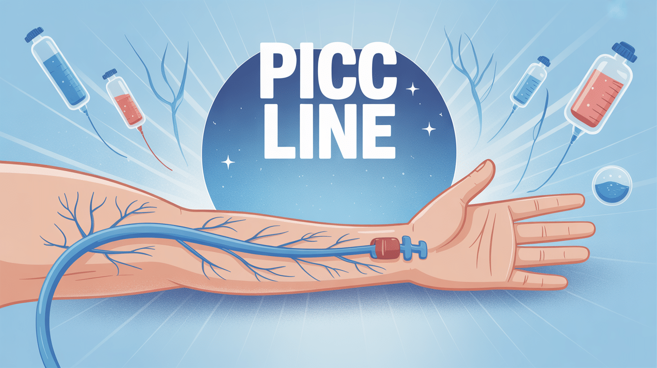 illustration moderne picc line bras cathéter