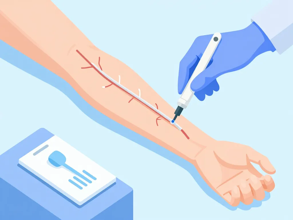 schéma pose picc line insertion cathéter