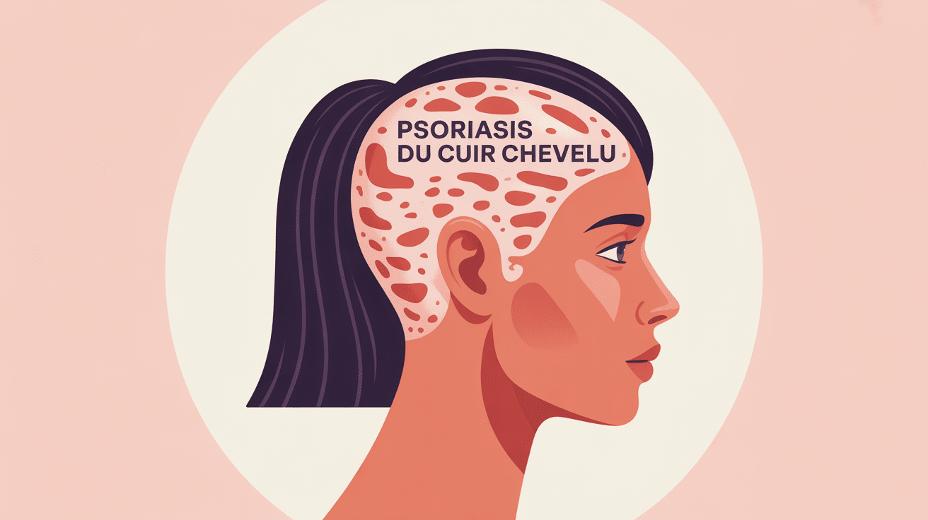 illustration stylisée psoriasis cuir chevelu