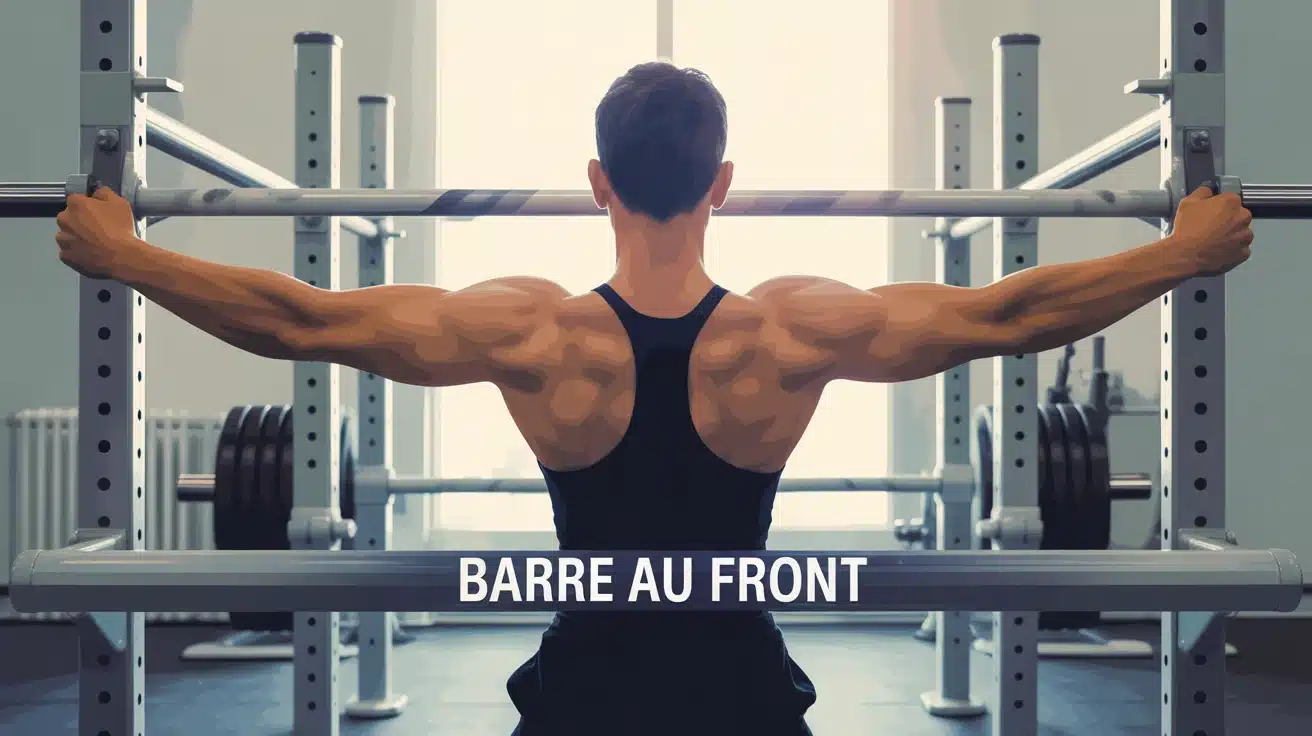 Bras musclé en action avec barre au front