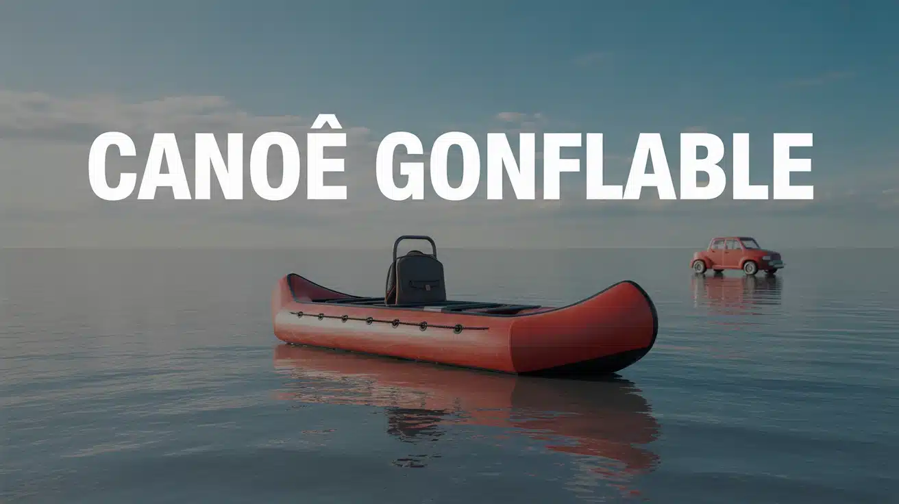 Canoë gonflable moderne sur une étendue d'eau