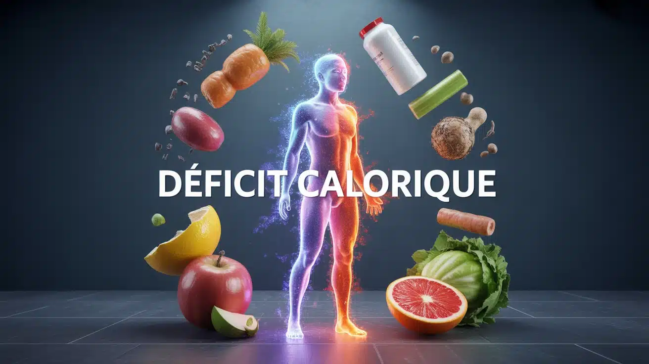 Silhouette humaine en transformation avec déficit calorique