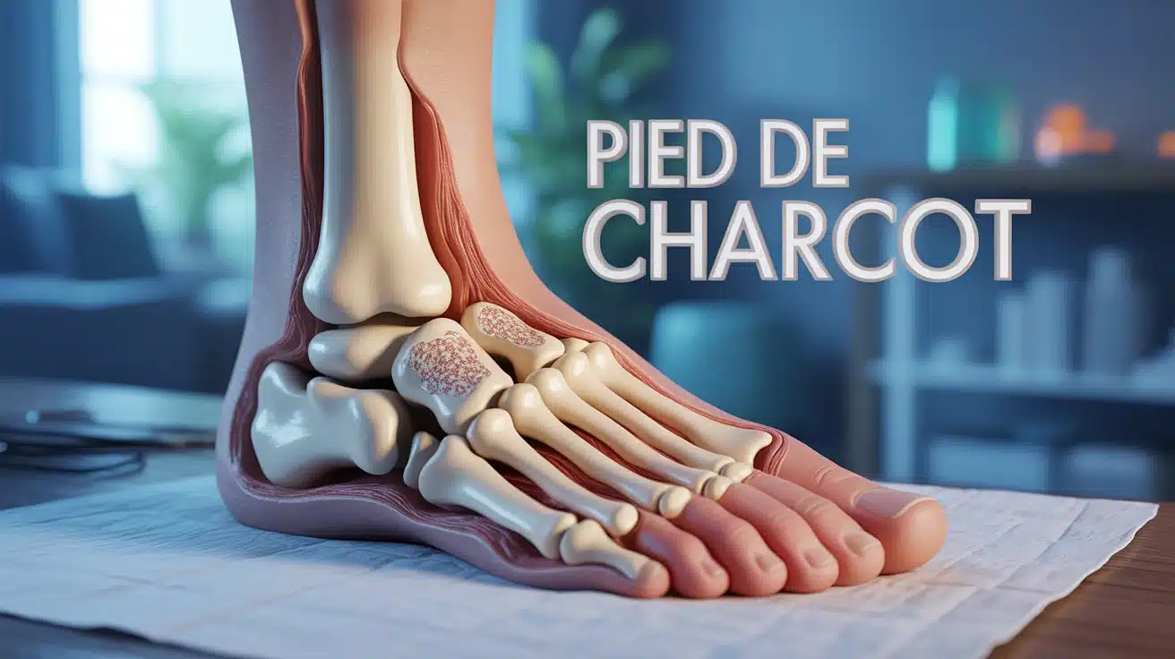 Illustration vectorielle pied de Charcot avec os éclatés