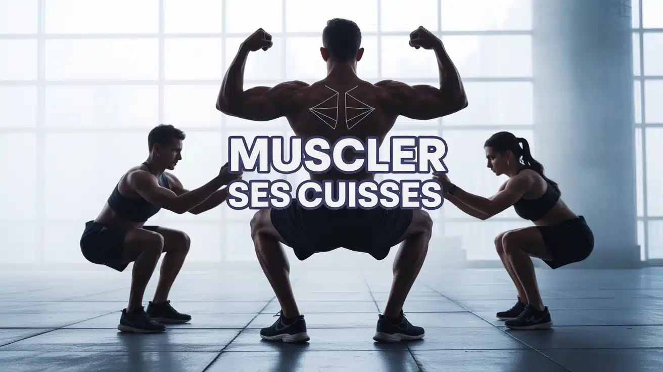 Illustration vectorielle muscler ses cuisses avec silhouettes en squat et fente
