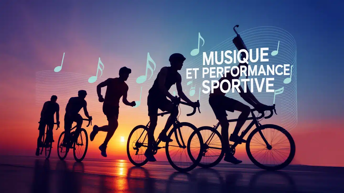 illustration musique et performance sportive coureurs et cyclistes