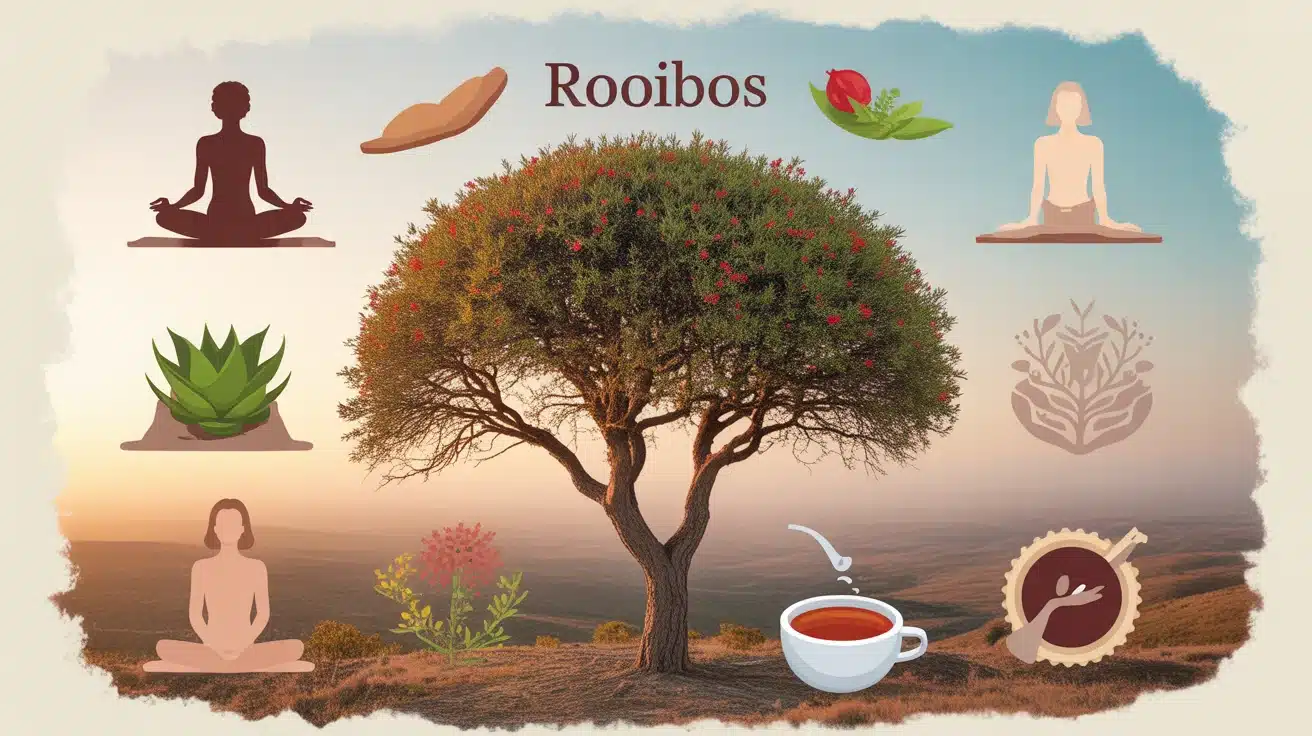Illustration rooibos plante médicinale digestion sommeil peau