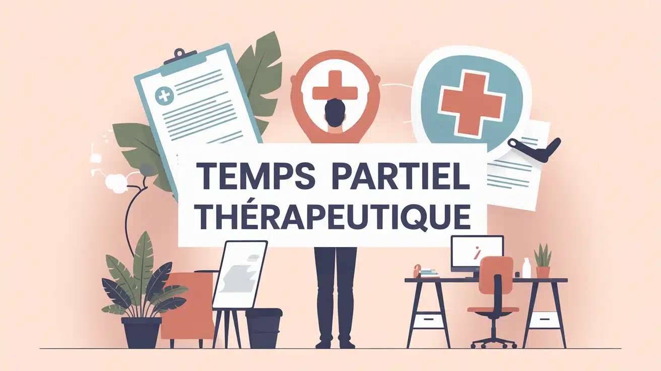 Illustration temps partiel thérapeutique silhouette salarié santé travail