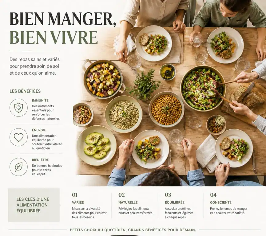 Exemple de menu famille pour la semaine avec des plats équilibrés et sains