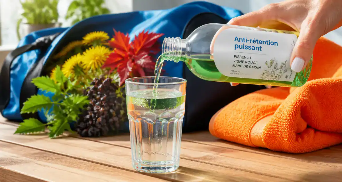 Solution anti retention d eau puissant versée dans verre
