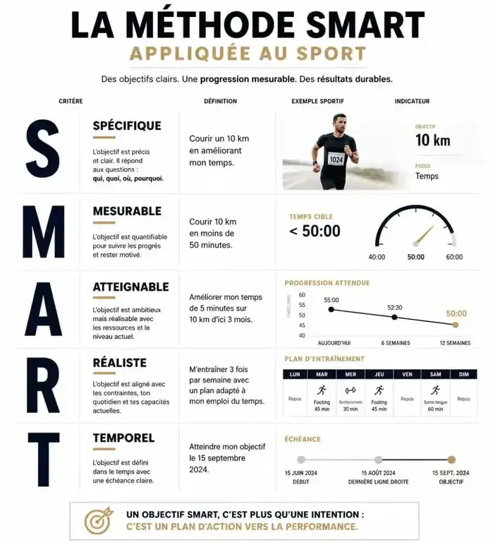 Infographie sur la méthode SMART pour se motiver à faire du sport